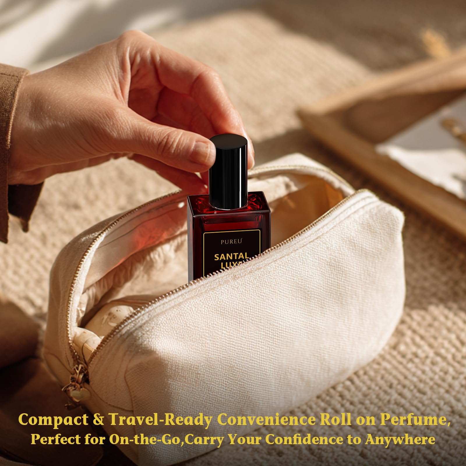PUREU Pheromones Perfume for Women – Santal Luxe Roll-On, 0.34 fl oz / 10 ml, Made in USA
