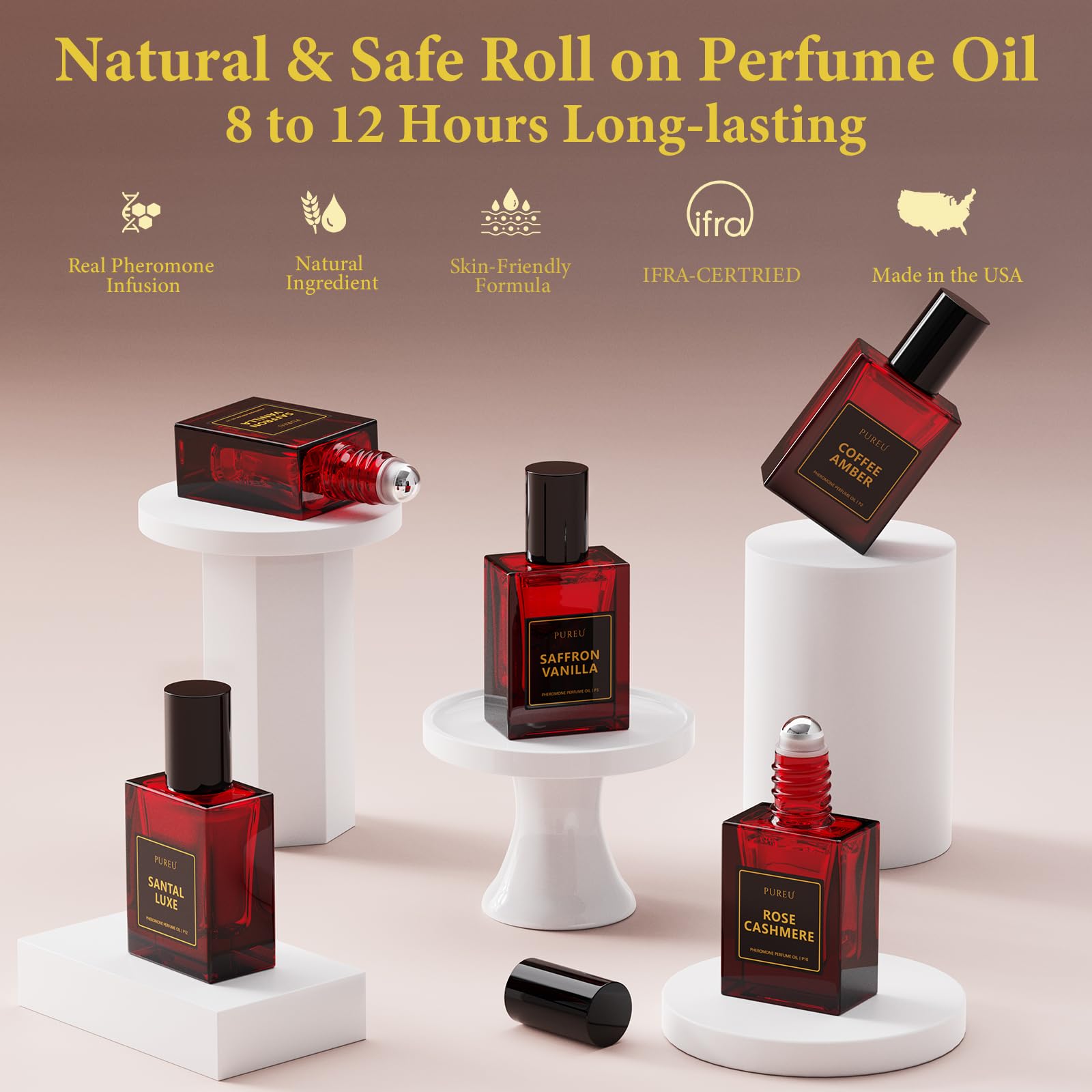 PUREU Pheromones Perfume for Women – Santal Luxe Roll-On, 0.34 fl oz / 10 ml, Made in USA