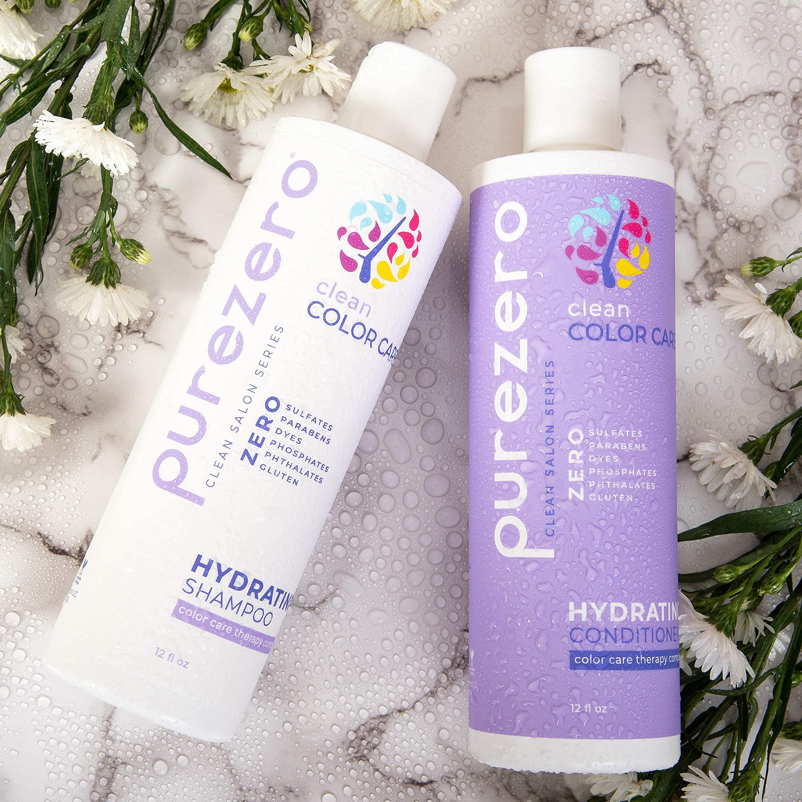 Purezero Clean Color Care Hydrating Shampoo & Conditioner Set | Color Safe, Sulfate-Free