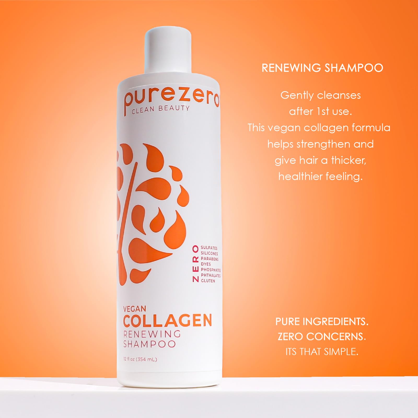 Purezero Collagen Shampoo & Conditioner Set – Plant-Based Collagen, Sulfate-Free, Cruelty-Free, 2 × 12 oz