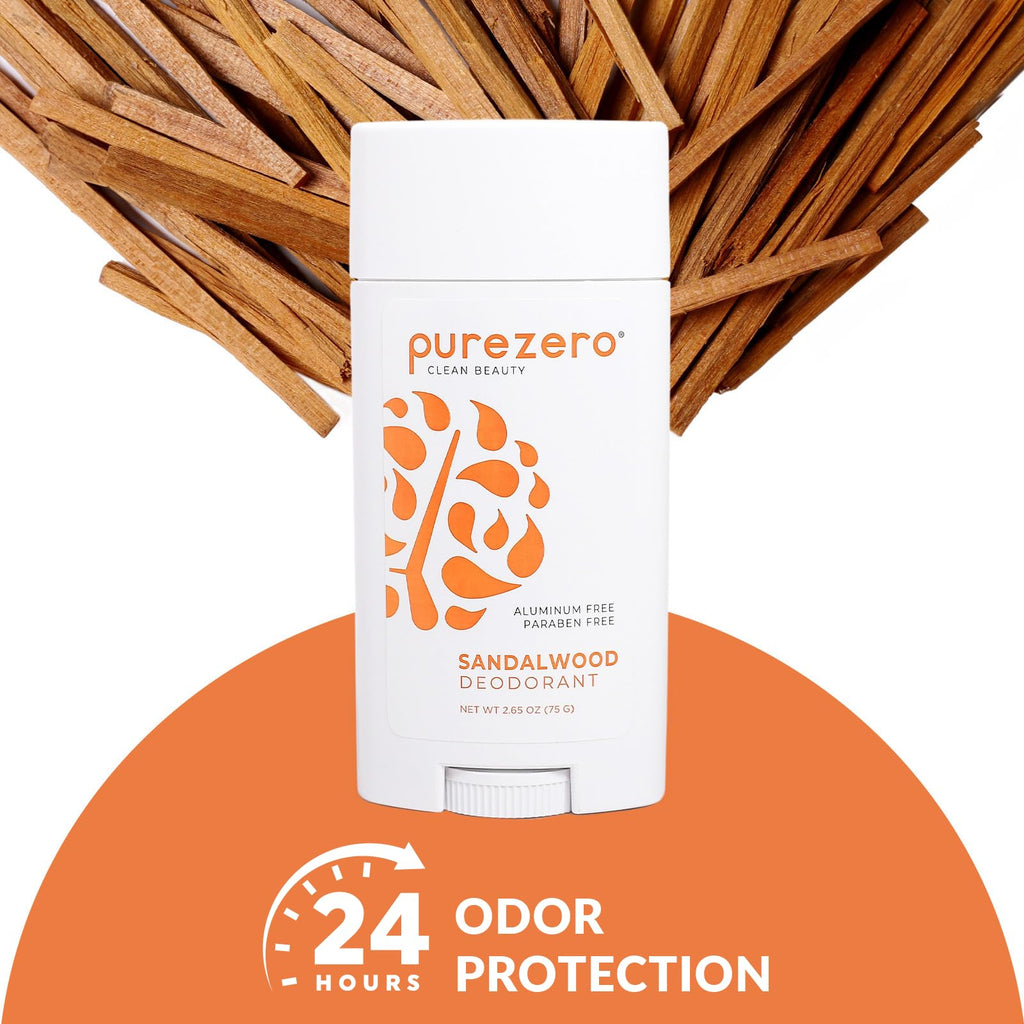 Purezero Sandalwood Deodorant – Aluminum & Paraben Free, 24-Hour Odor Protection, Shea Butter & Coconut Oil | For Women & Men