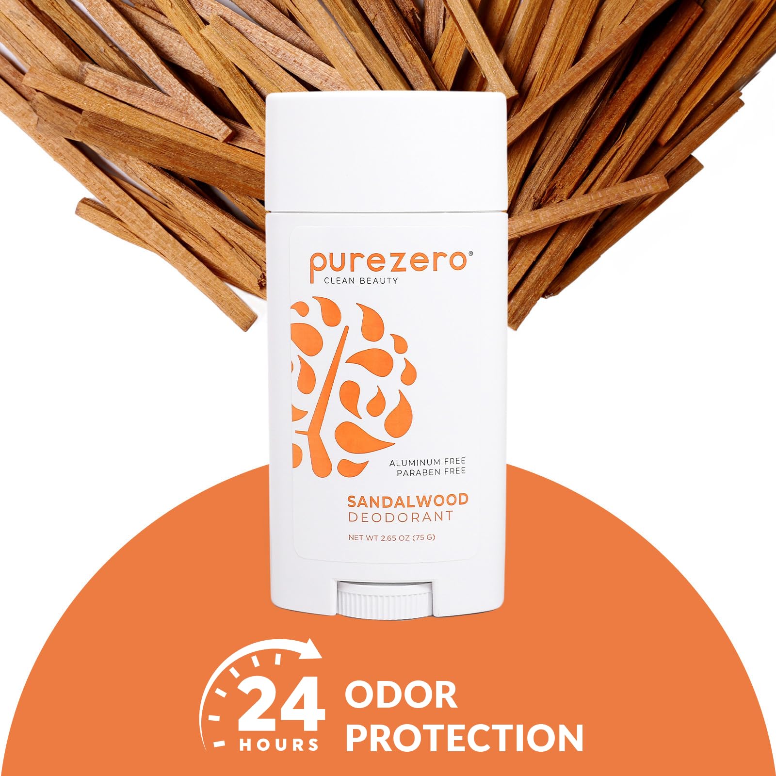 Purezero Sandalwood Deodorant – Aluminum & Paraben Free, 24-Hour Odor Protection, Shea Butter & Coconut Oil | For Women & Men