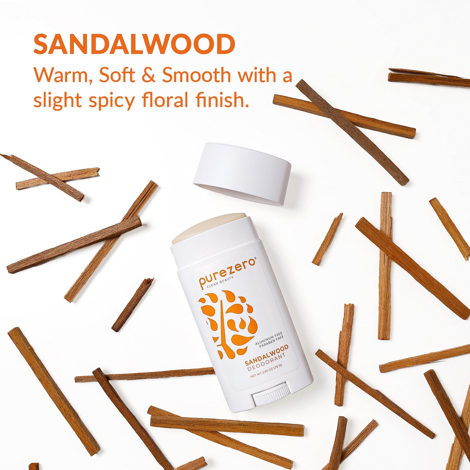 Purezero Sandalwood Deodorant – Aluminum & Paraben Free, 24-Hour Odor Protection, Shea Butter & Coconut Oil | For Women & Men