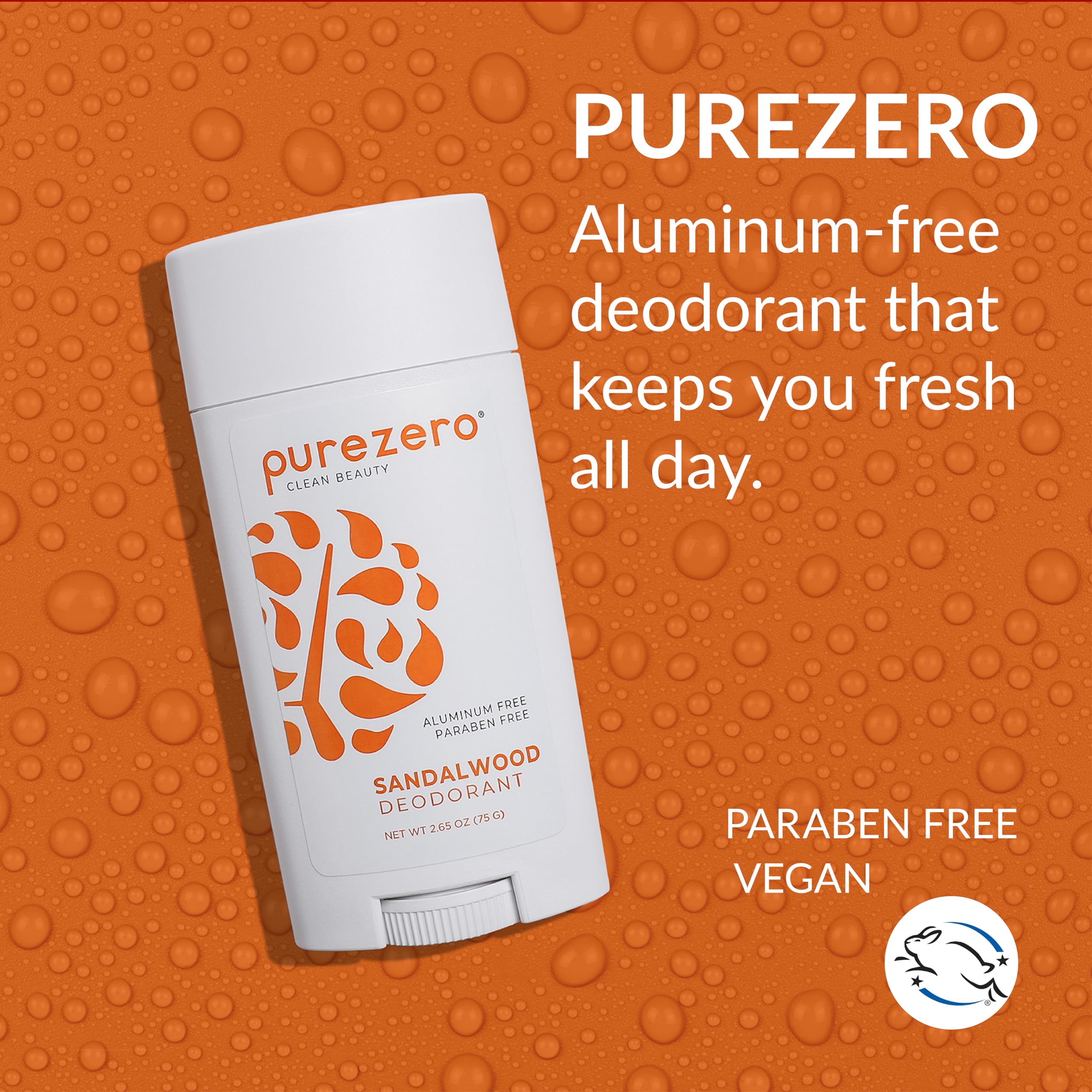 Purezero Sandalwood Deodorant – Aluminum & Paraben Free, 24-Hour Odor Protection, Shea Butter & Coconut Oil | For Women & Men