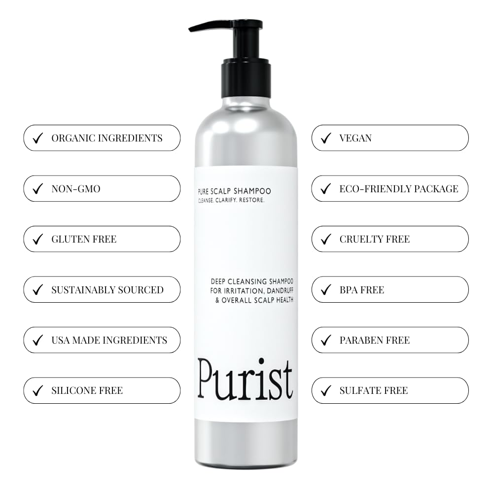 Purist Natural Shampoo for Dry Scalp – Aloe Vera, Vitamins, Sulfate-Free & Color-Safe