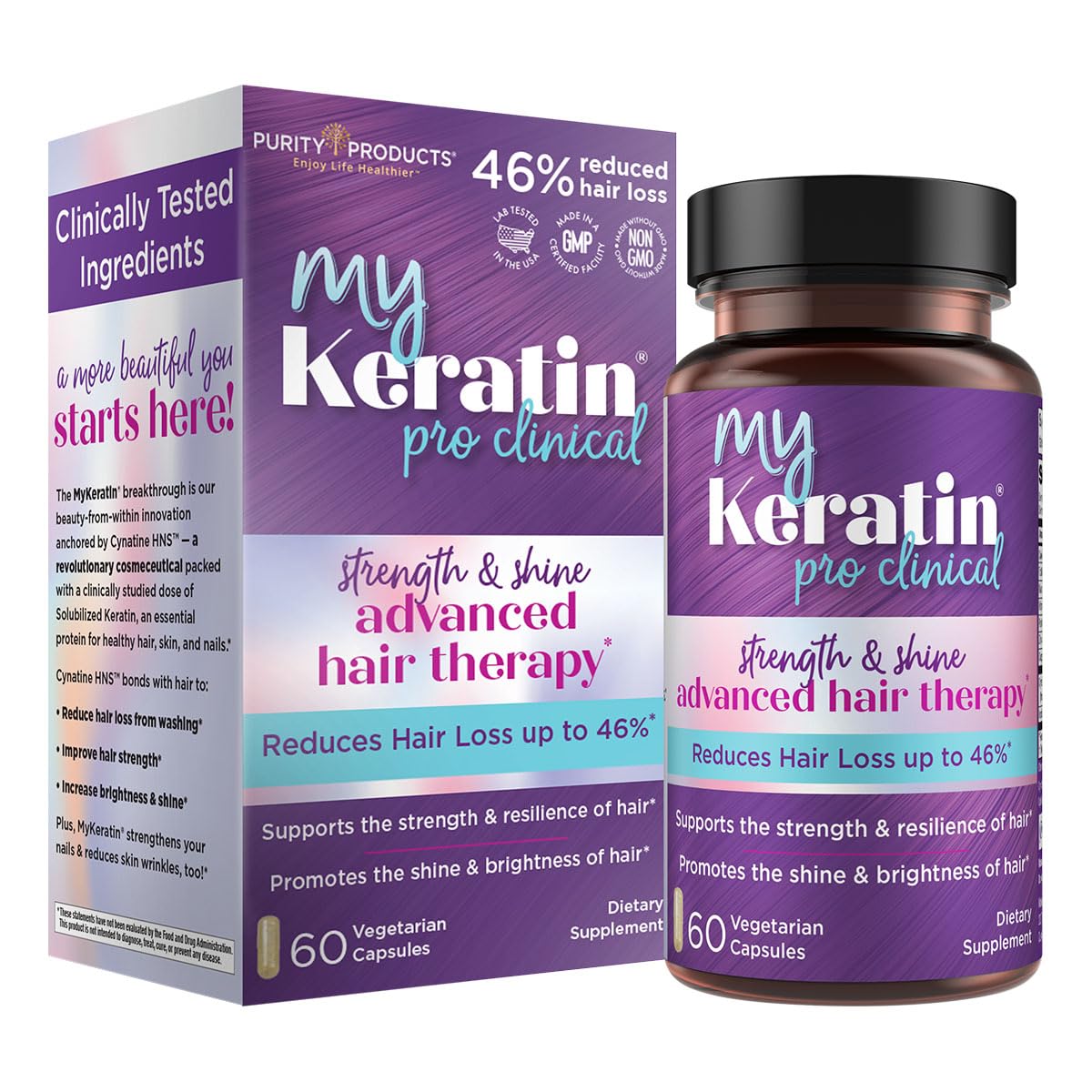 MyKeratin ProClinical Advanced Hair Therapy – Purity Products | Strength, Shine & Luster, 60 Veg Capsules