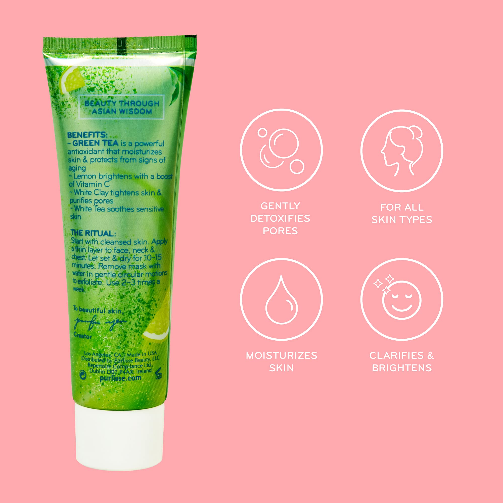 pūrlisse Matcha Green Tea + Lemon Detox Charcoal Mask for Pore Refinement