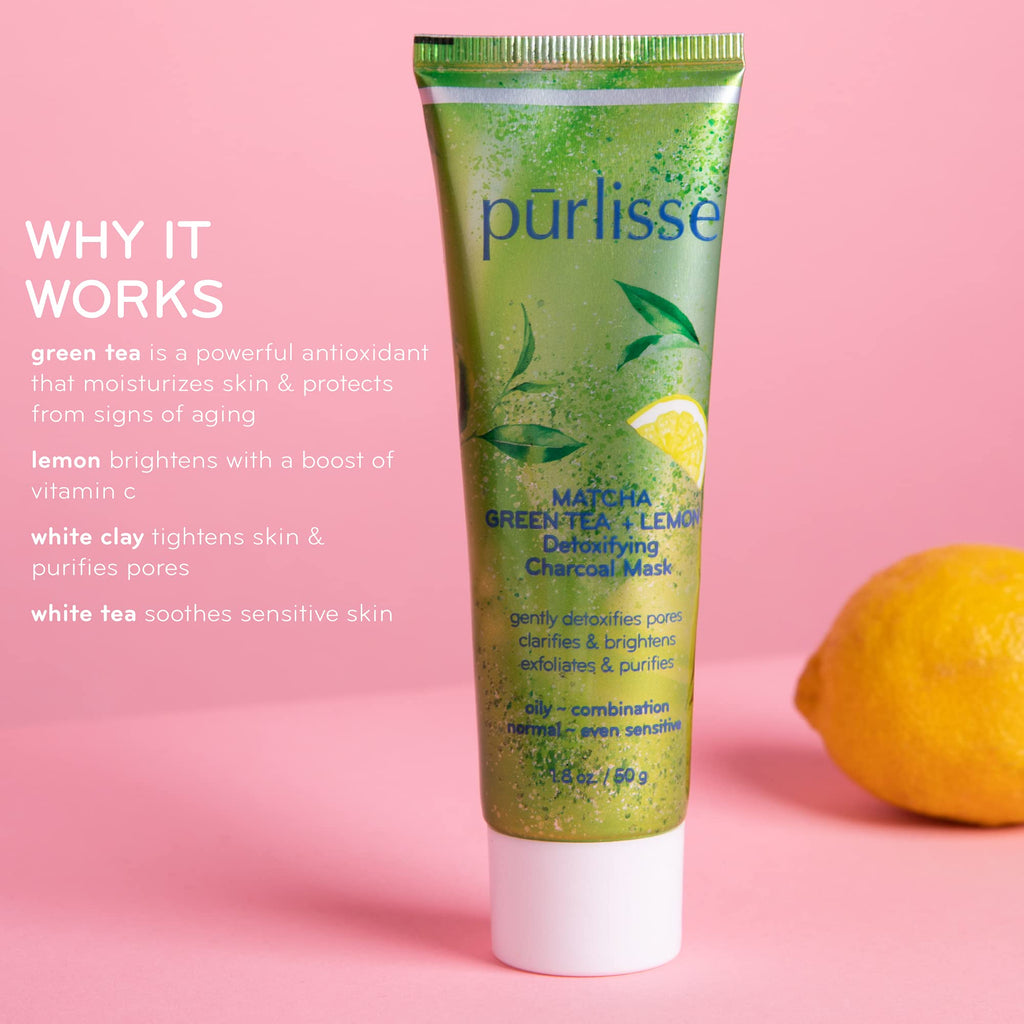 pūrlisse Matcha Green Tea + Lemon Detox Charcoal Mask for Pore Refinement