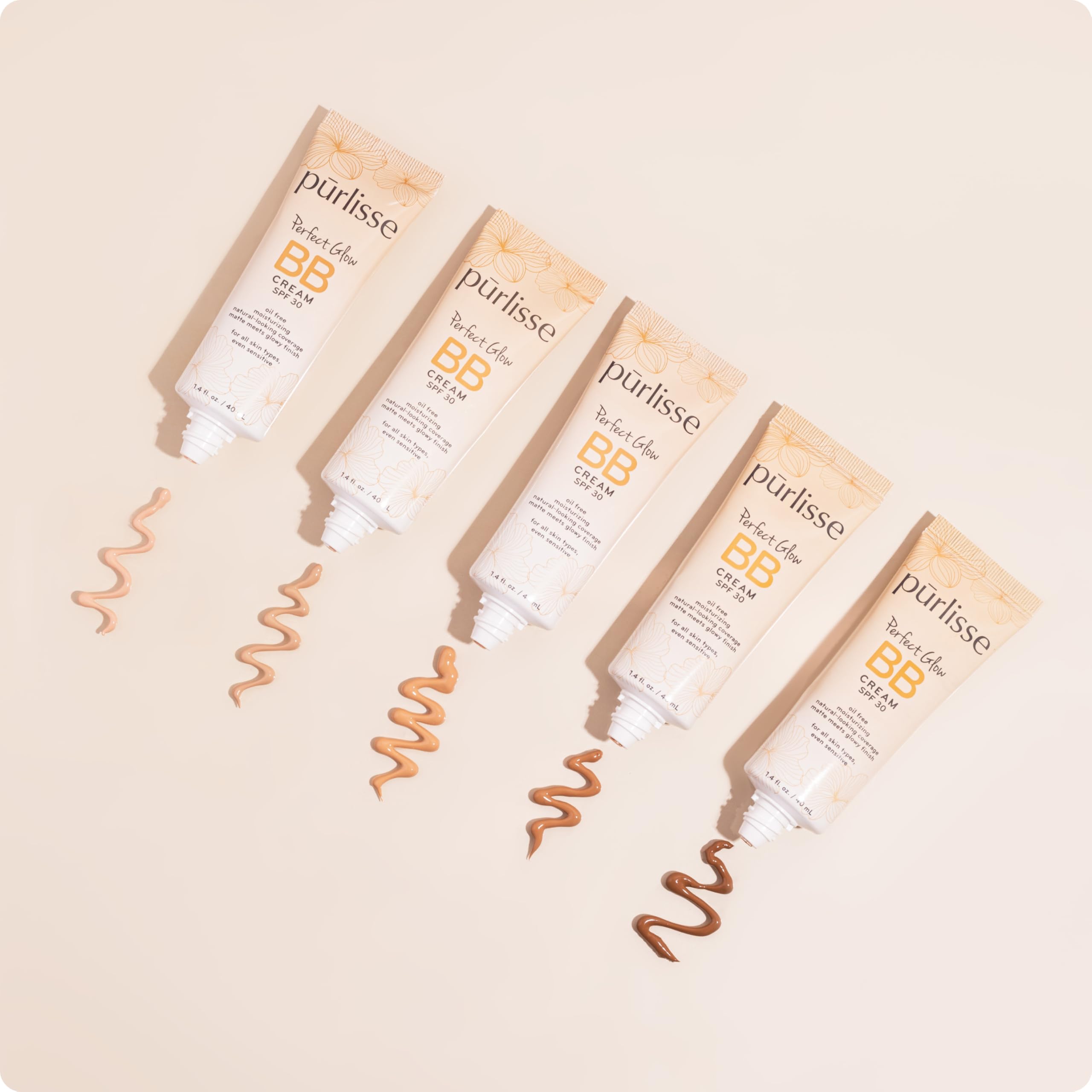 pūrlisse Perfect Glow BB Cream SPF 30 | Matte to Dewy Finish, Goji & Hawthorn Berry | Light Warm 1.4 oz