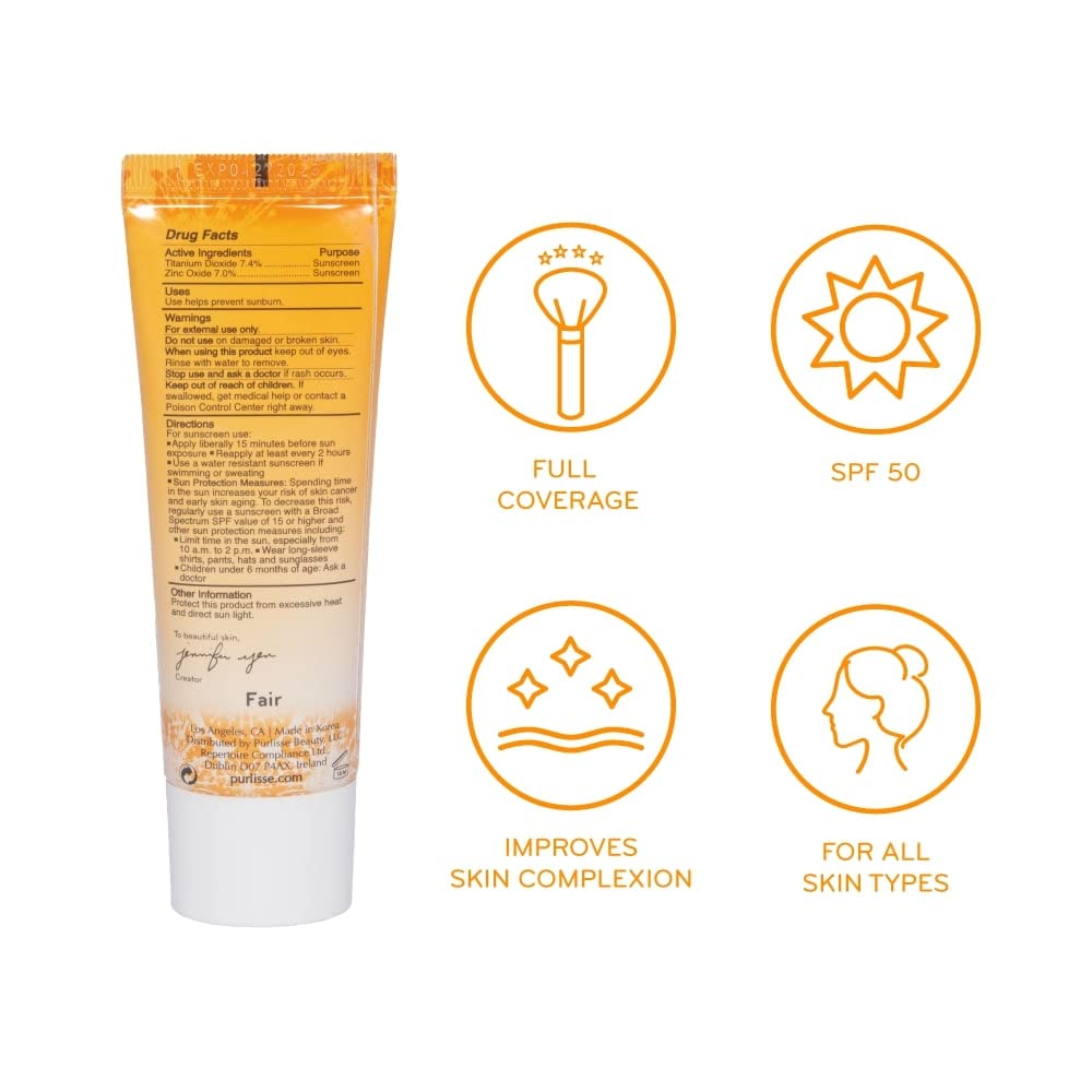 purlisse Youth Glow Vitamin C CC Cream with SPF 50 – Sea Buckthorn, Hyaluronic Acid & Vitamin C | Light Medium (1.4 oz) | Paraben-Free
