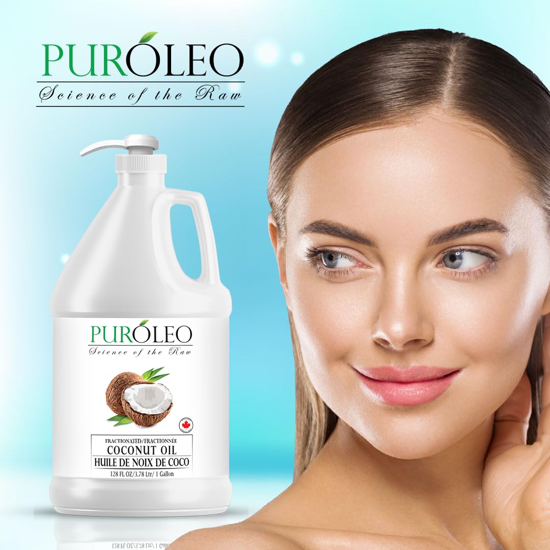 PURÓLEO Fractionated Coconut Oil 128oz (3784 ml) – Odorless Carrier Oil for Skin, Hair & Massage