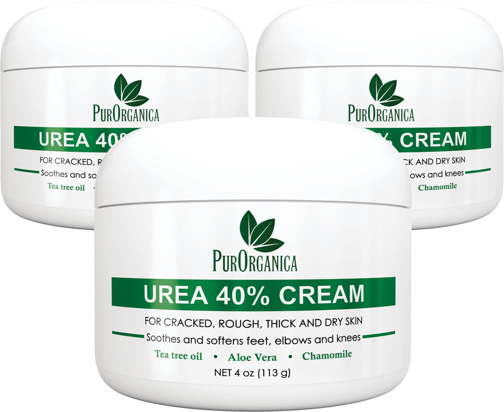 PurOrganica Urea 40% Foot Cream – Made in USA, Dermatologist-Tested, 3-Pack