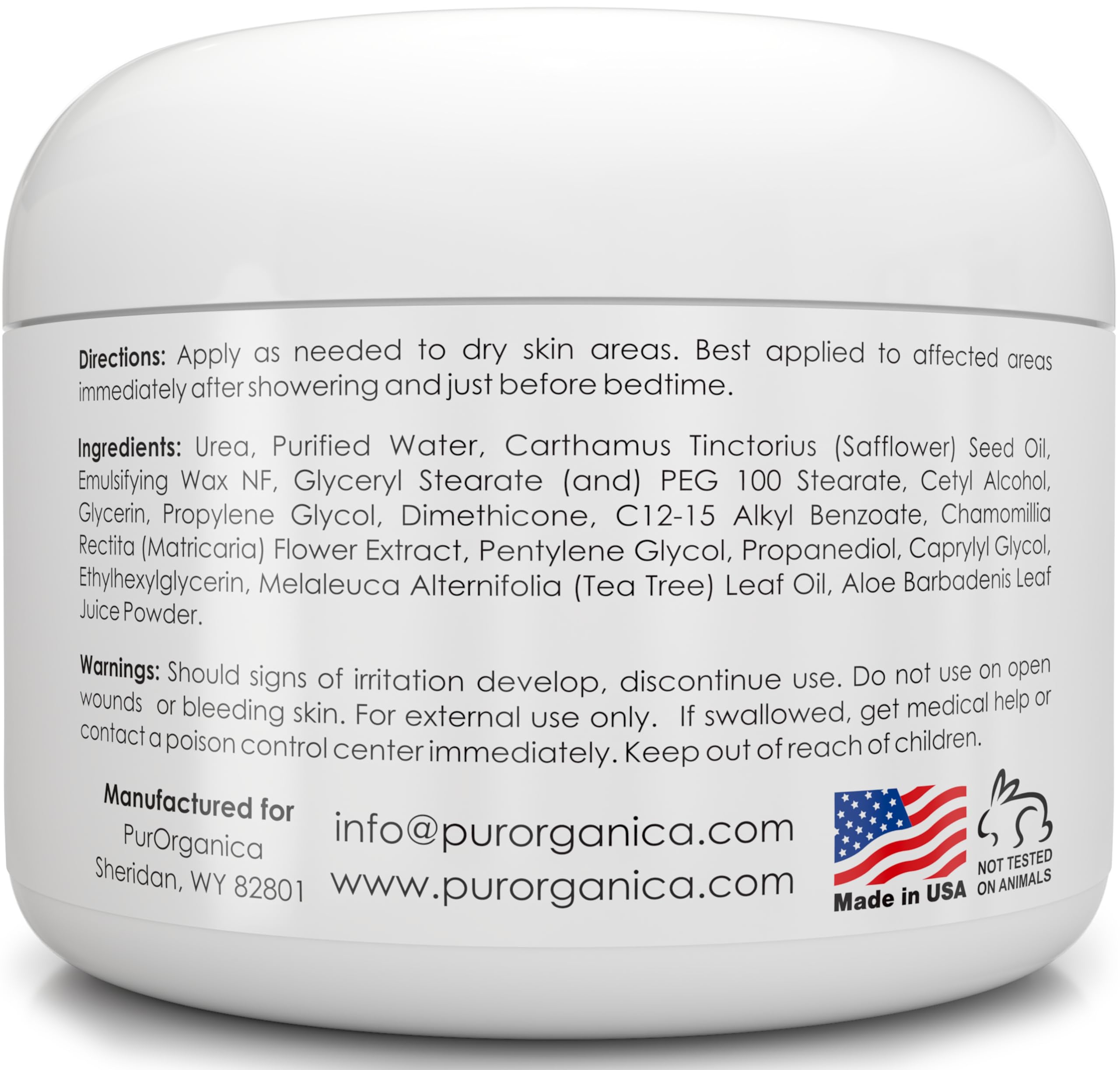 PurOrganica Urea 40% Foot Cream – Intensive Repair for Dry, Cracked Feet (Made in USA)
