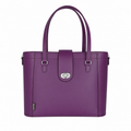 Leather Mini Twist Lock Shopper Bag - Purple