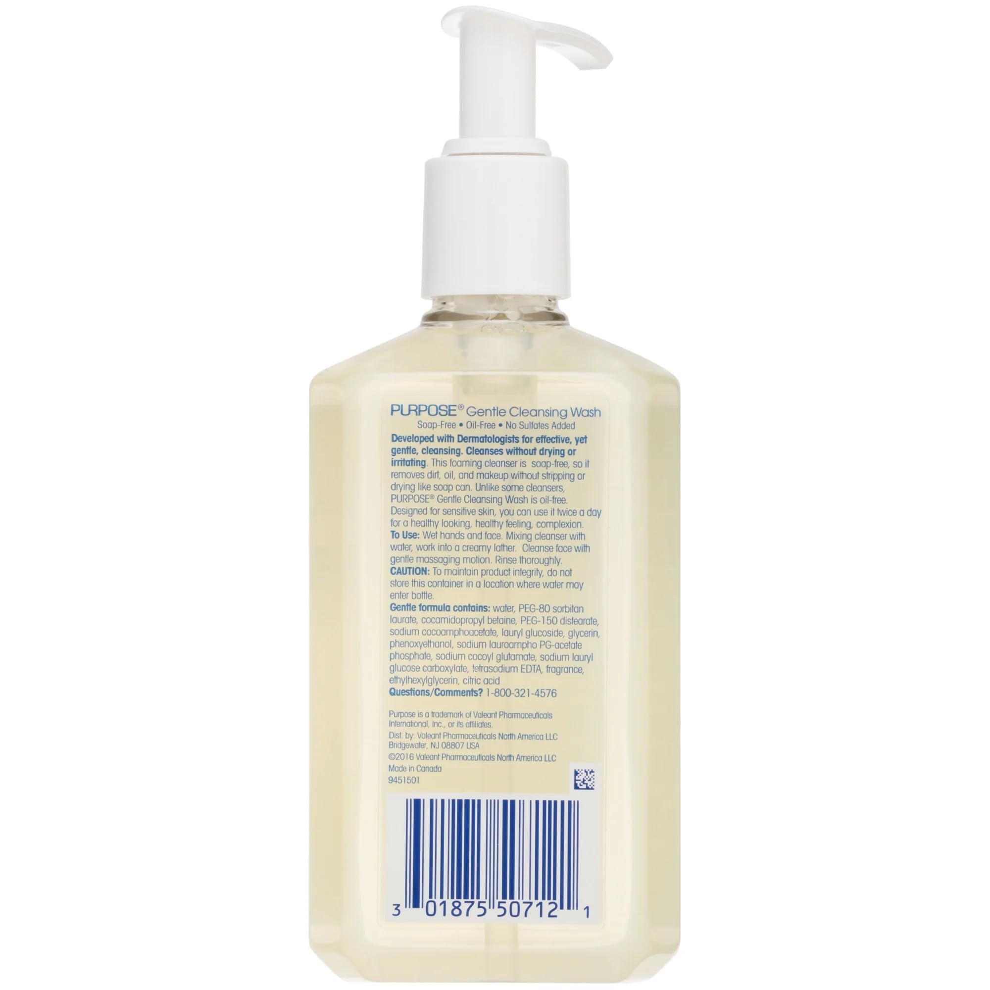 PURPOSE Gentle Cleansing Wash – Oil-Free, Soap-Free, Sulfate-Free, 6 fl oz (Pack of 3)