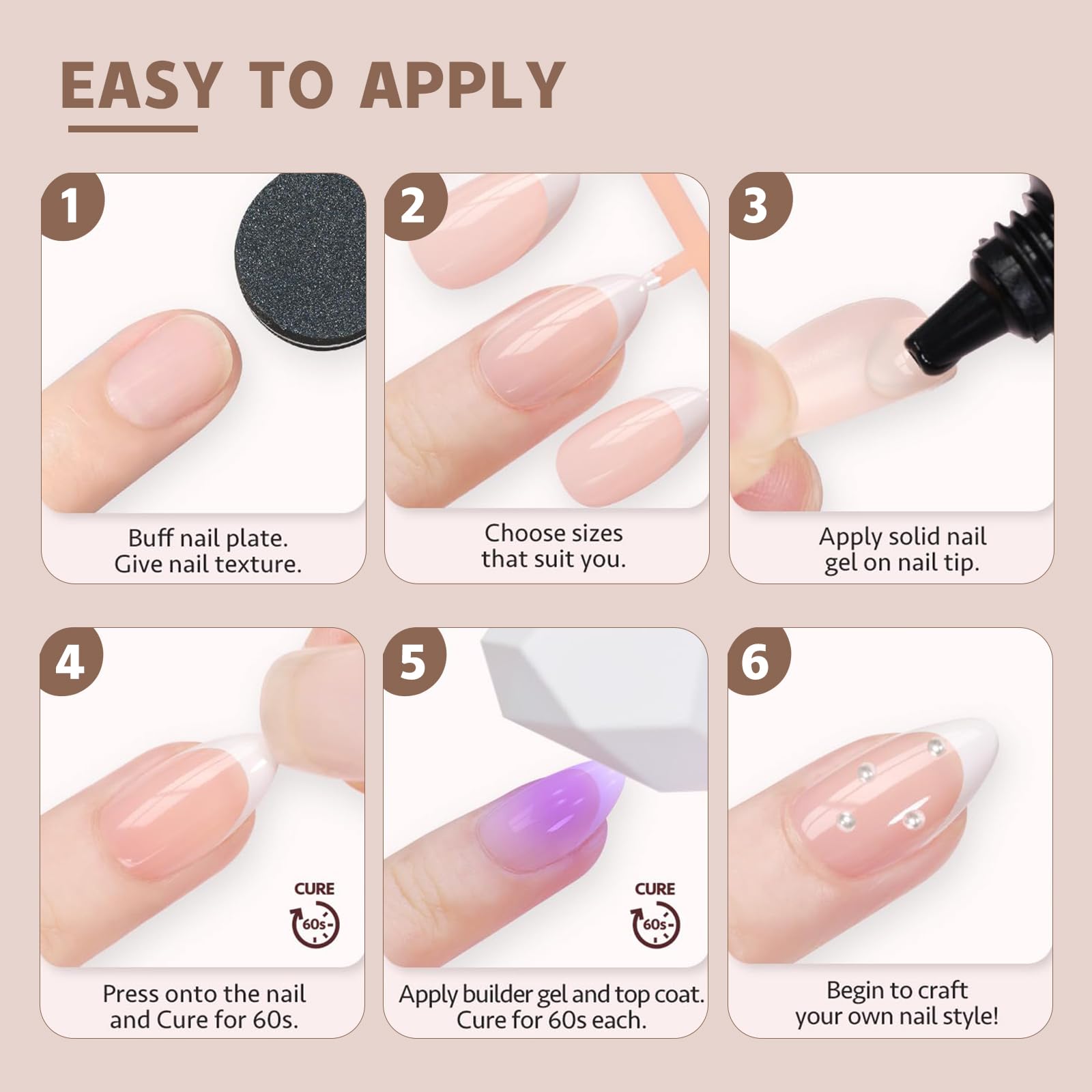 Puyokinm 150Pcs Cat Eye Press-On Nails Kit – Short Almond Shape, Glitter Finish, 15 Sizes, Glue-On Reusable Nails for Women