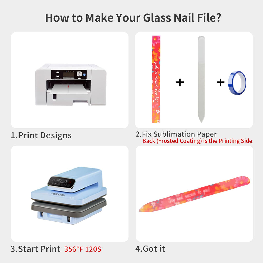 PYD Life 12 Pack Sublimation Glass Nail File Blanks – Durable, Washable & Customizable