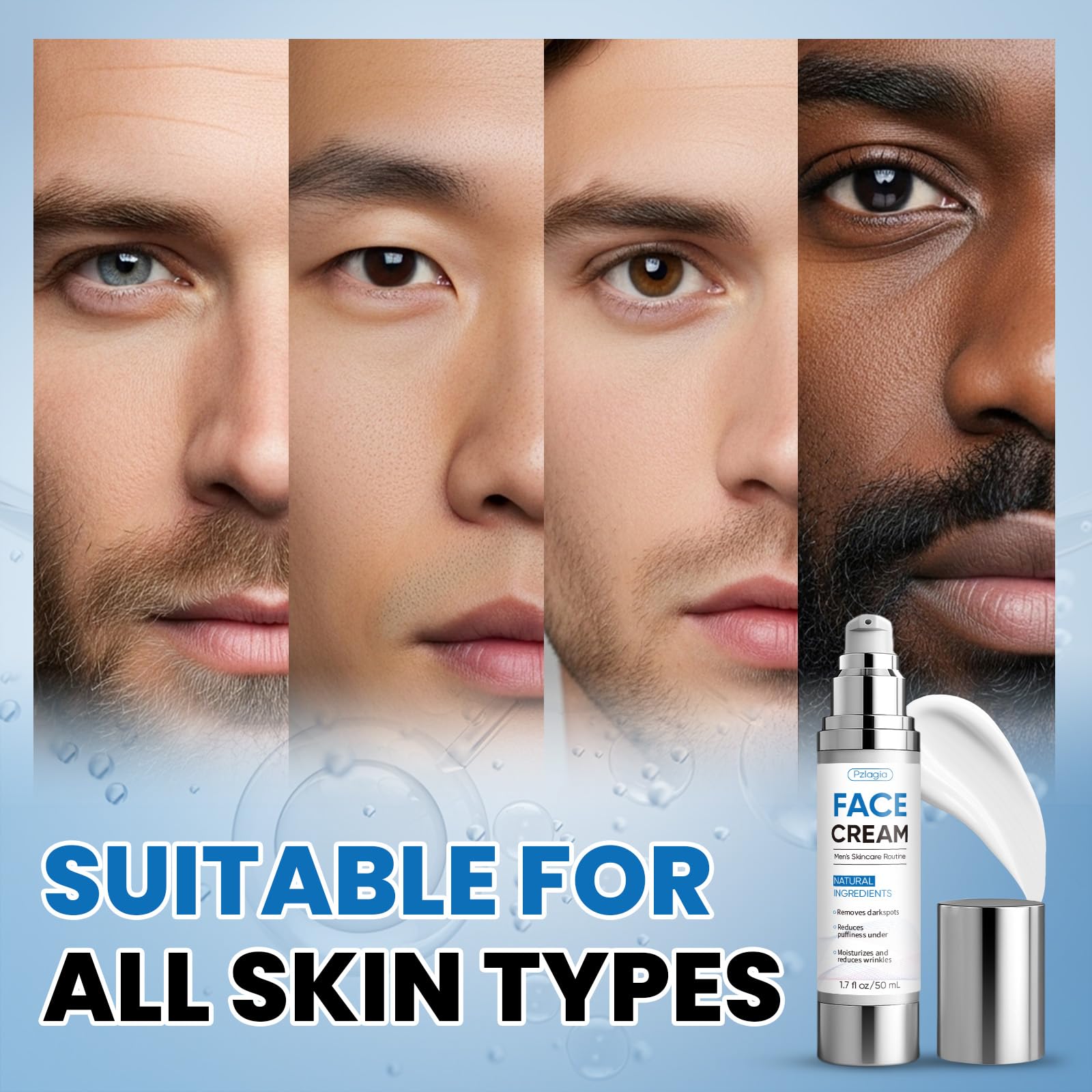 Pzlagia 6-In-1 Men's Face Cream – Anti-Aging, Hydration & Firming, 2 Pack (1.7 Fl Oz Each)