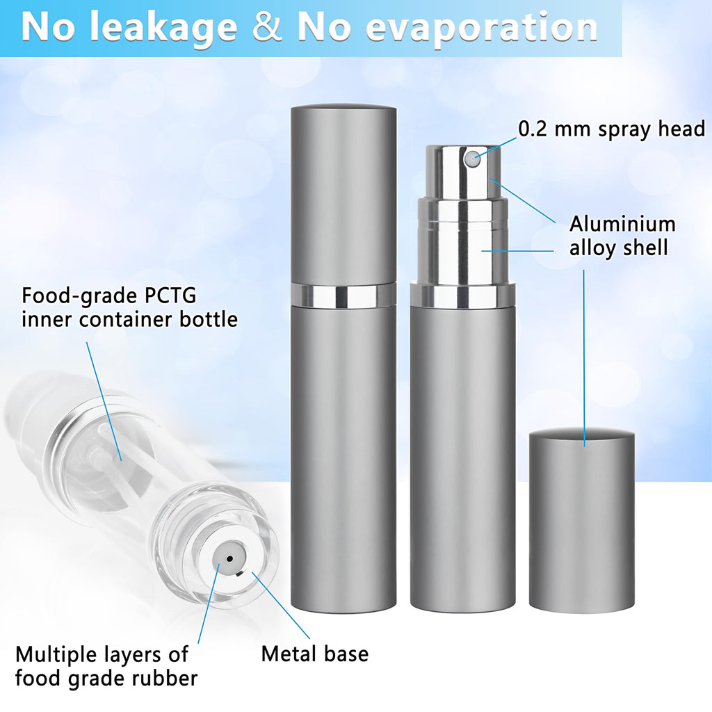 Qavhun 5ml Refillable Perfume Atomizer – Leakproof Travel Bottle Gray