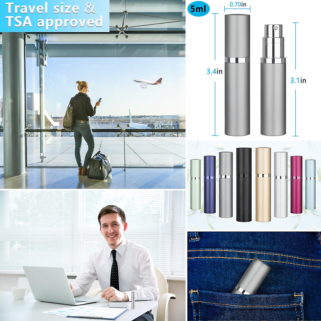 Qavhun 5ml Refillable Perfume Atomizer – Leakproof Travel Bottle Gray