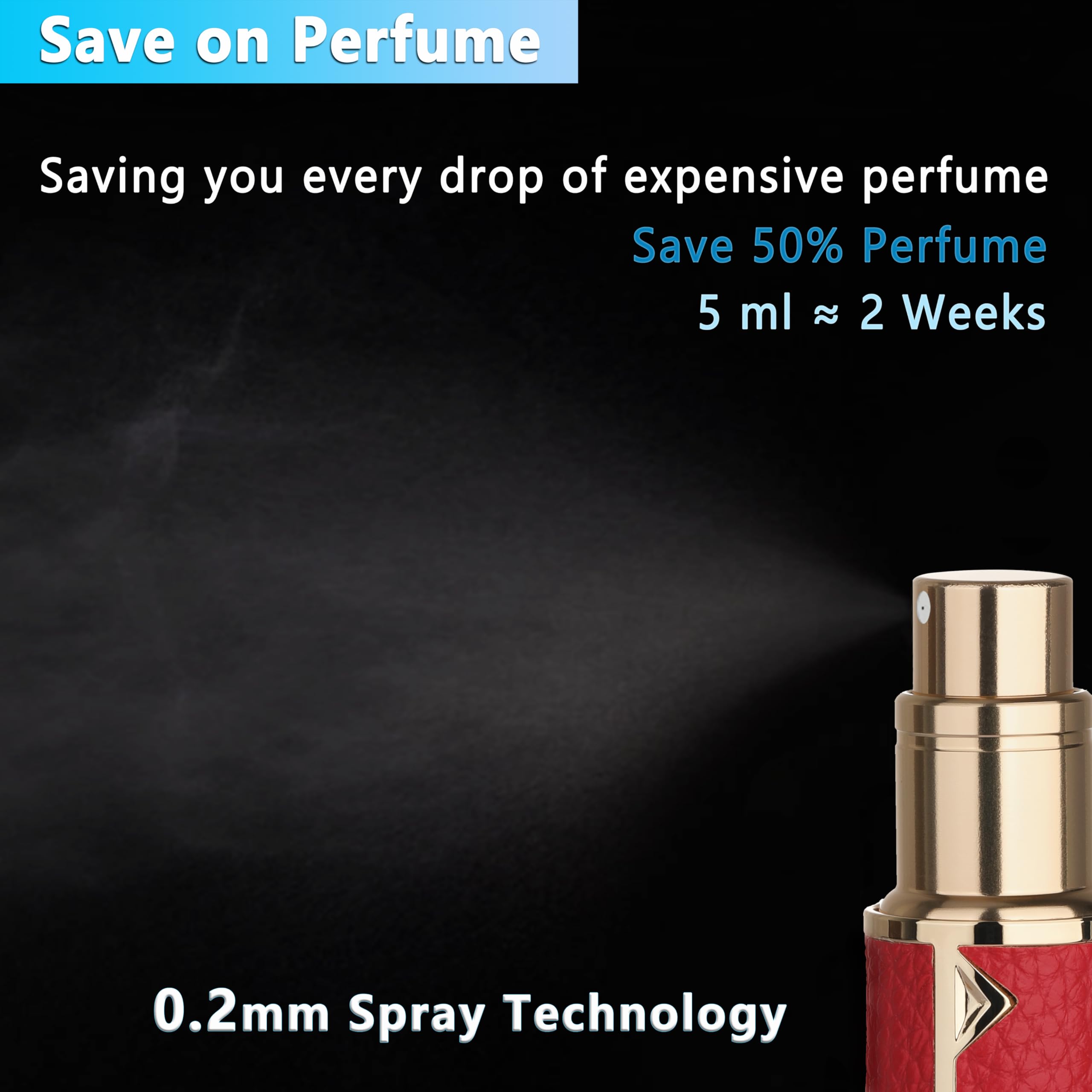 Qavhun Refillable Travel Perfume Atomizer 5ml - Red, TSA-Approved Pocket Sprayer