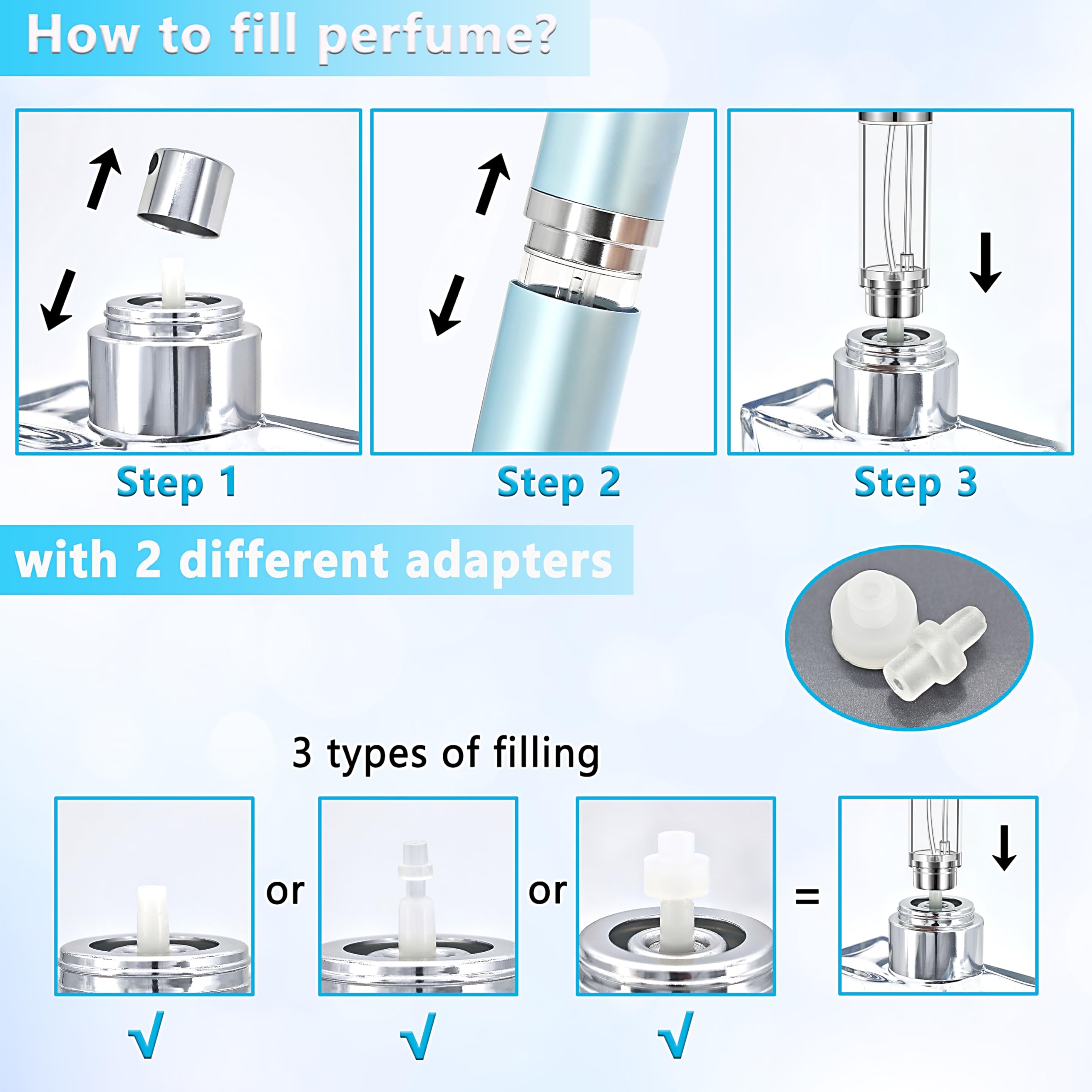 Qavhun 5ml Refillable Perfume Atomizer – Leakproof Travel Bottle Gray