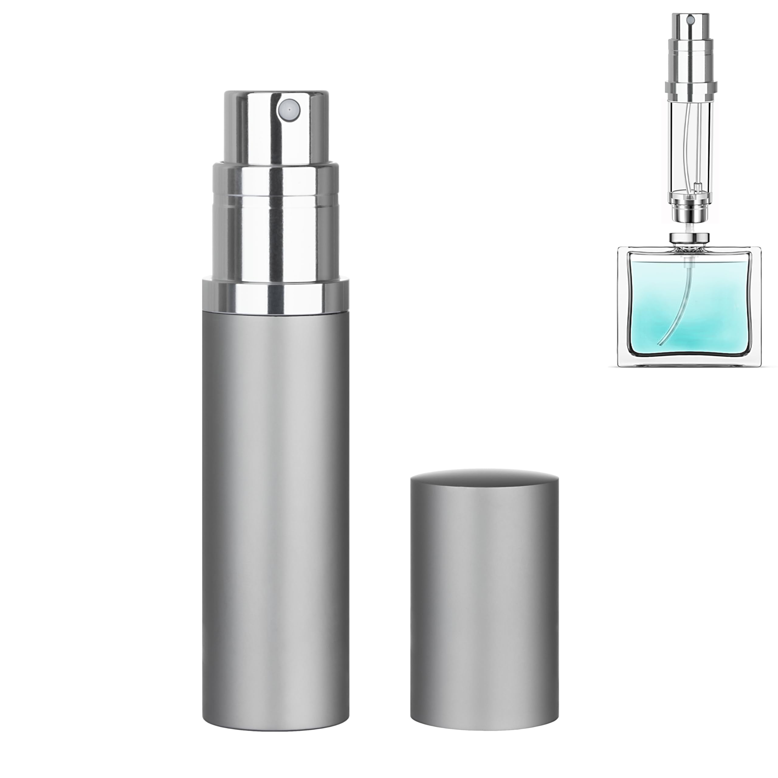 Qavhun 5ml Refillable Perfume Atomizer – Leakproof Travel Bottle Gray