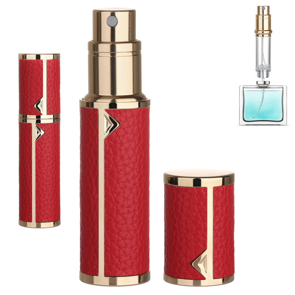 Qavhun Refillable Travel Perfume Atomizer 5ml - Red, TSA-Approved Pocket Sprayer