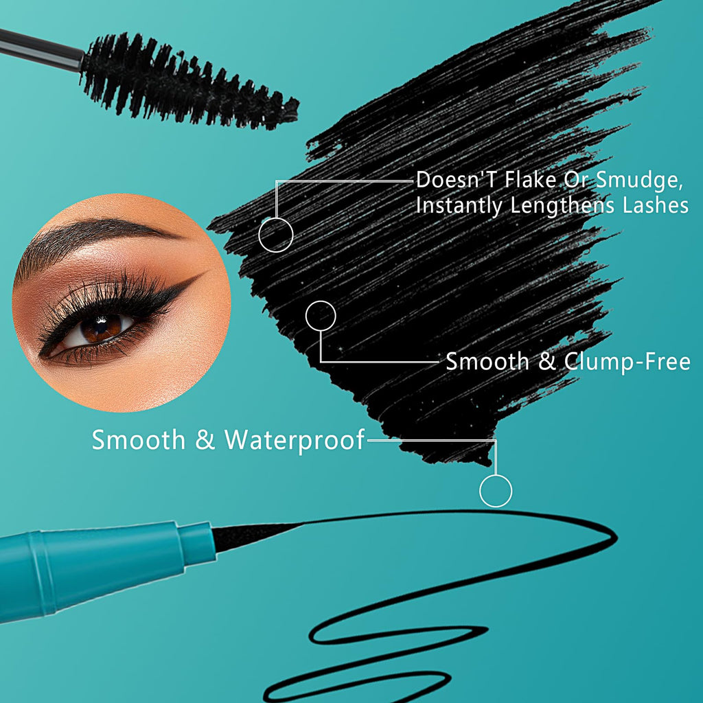 Qawnfy New Extension Mascara & Eyeliner Set – Waterproof, Smudge-Proof, All-Day Definition