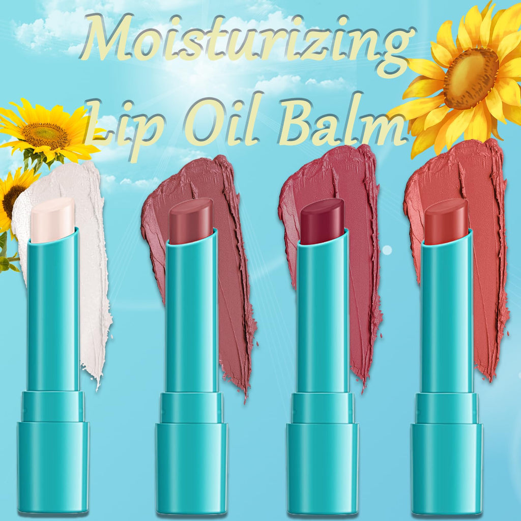 Qawnfy 4-Piece Lip Tint Hydrating Set — Long-Lasting, Non-Stick Lip Oil Balm