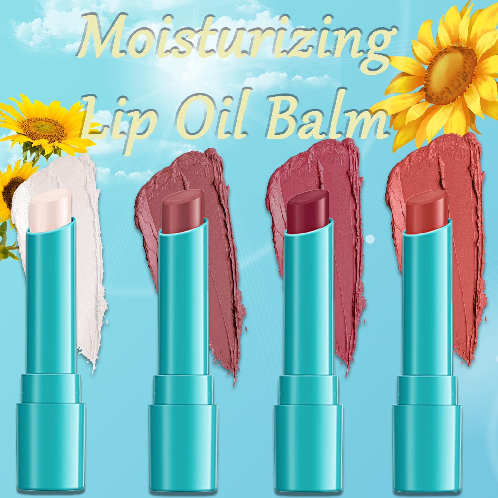 Qawnfy 4-Piece Lip Tint Hydrating Set — Long-Lasting, Non-Stick Lip Oil Balm