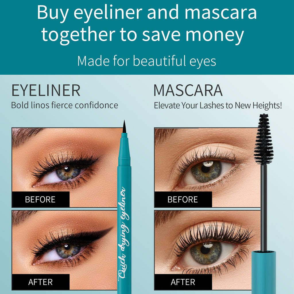 Qawnfy New Extension Mascara & Eyeliner Set – Waterproof, Smudge-Proof, All-Day Definition