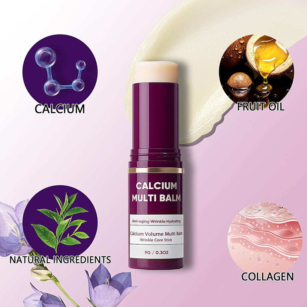 Qawnfy Calcium Multi Balm: Wrinkle Core Stick, Korean Collagen Moisturizing, 9g
