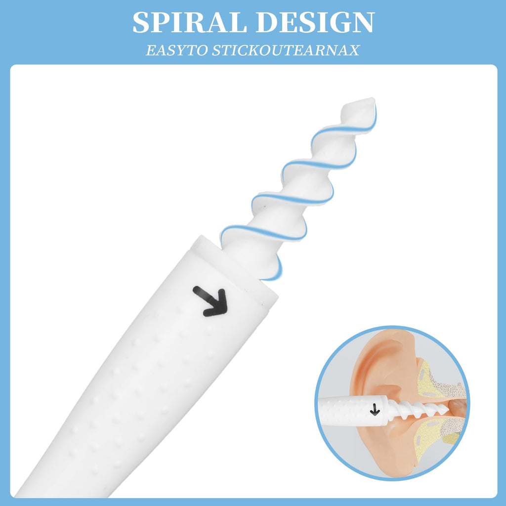 QGrips Spiral Ear Wax Removal Tool Kit with 16 Replaceable Flexible Tips, Reusable Safe Ear Cleaner