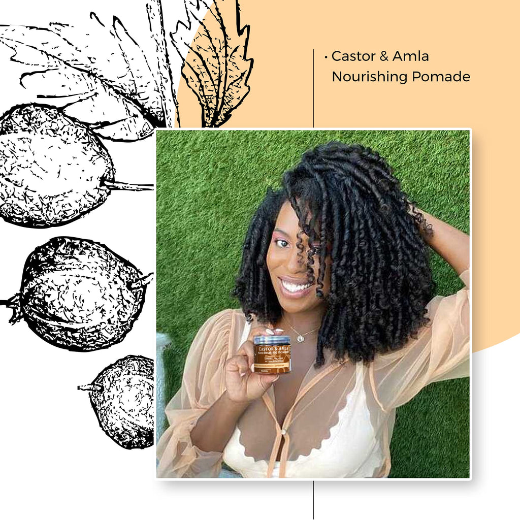 Qhemet Biologics Castor & Amla Nourishing Pomade – Vegan Scalp Conditioner for 4C Hair, Locs & Protective Styles (4 oz)