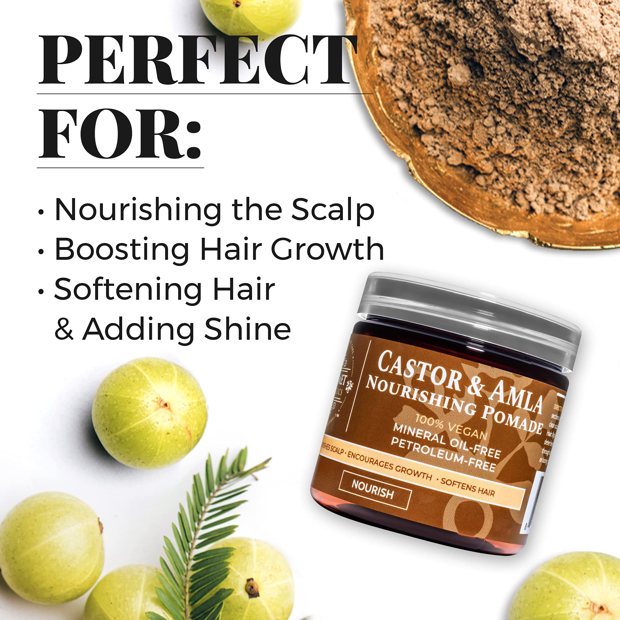 Qhemet Biologics Castor & Amla Nourishing Pomade – Vegan Scalp Conditioner for 4C Hair, Locs & Protective Styles (4 oz)