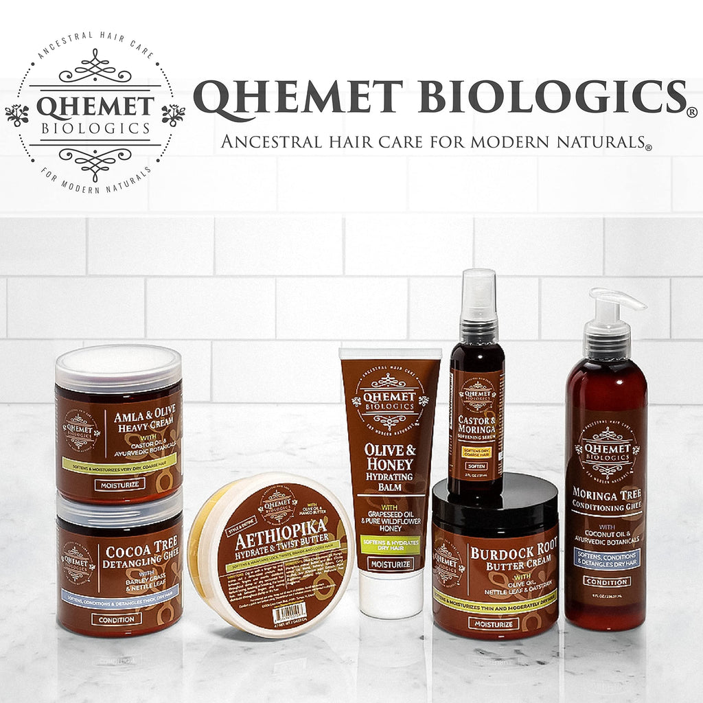 Qhemet Biologics Castor & Amla Nourishing Pomade – Vegan Scalp Conditioner for 4C Hair, Locs & Protective Styles (4 oz)