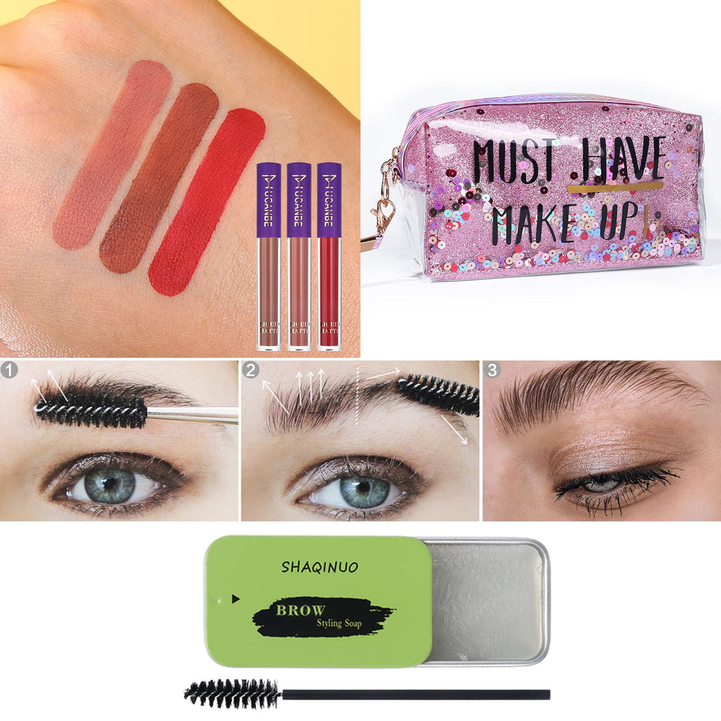 QiBest Makeup Set For Women Full Kit – 39-Color Nude Smokey Eyeshadow Palette, Foundation, Mascara & Lipstick Gift Set