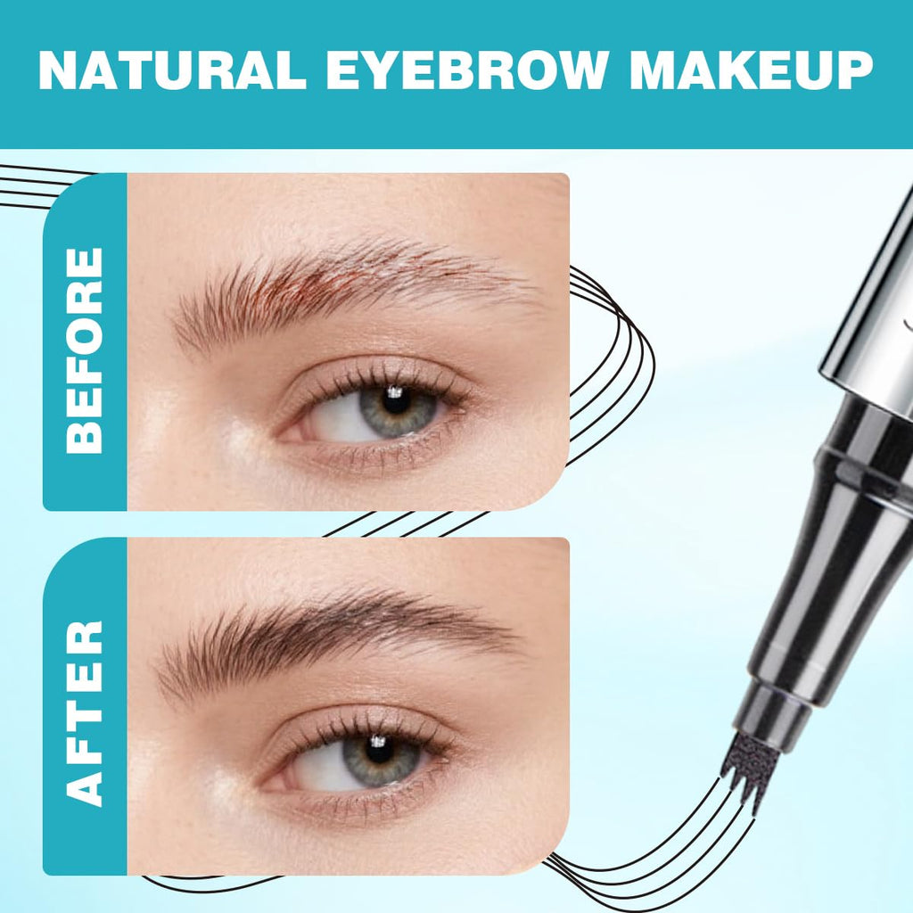 QIC Eyebrow Pencil with 4-Tip Microblade – Waterproof, Smudge-Proof, Dark Brown 2#
