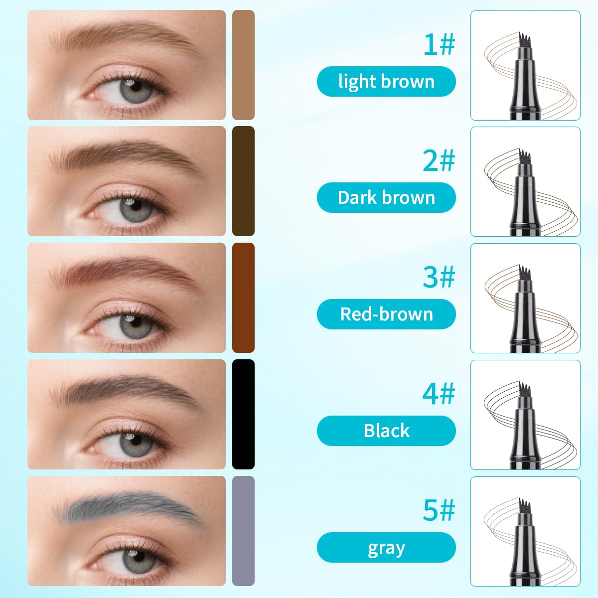 QIC Eyebrow Pencil with 4-Tip Microblade – Waterproof & Smudge-Proof