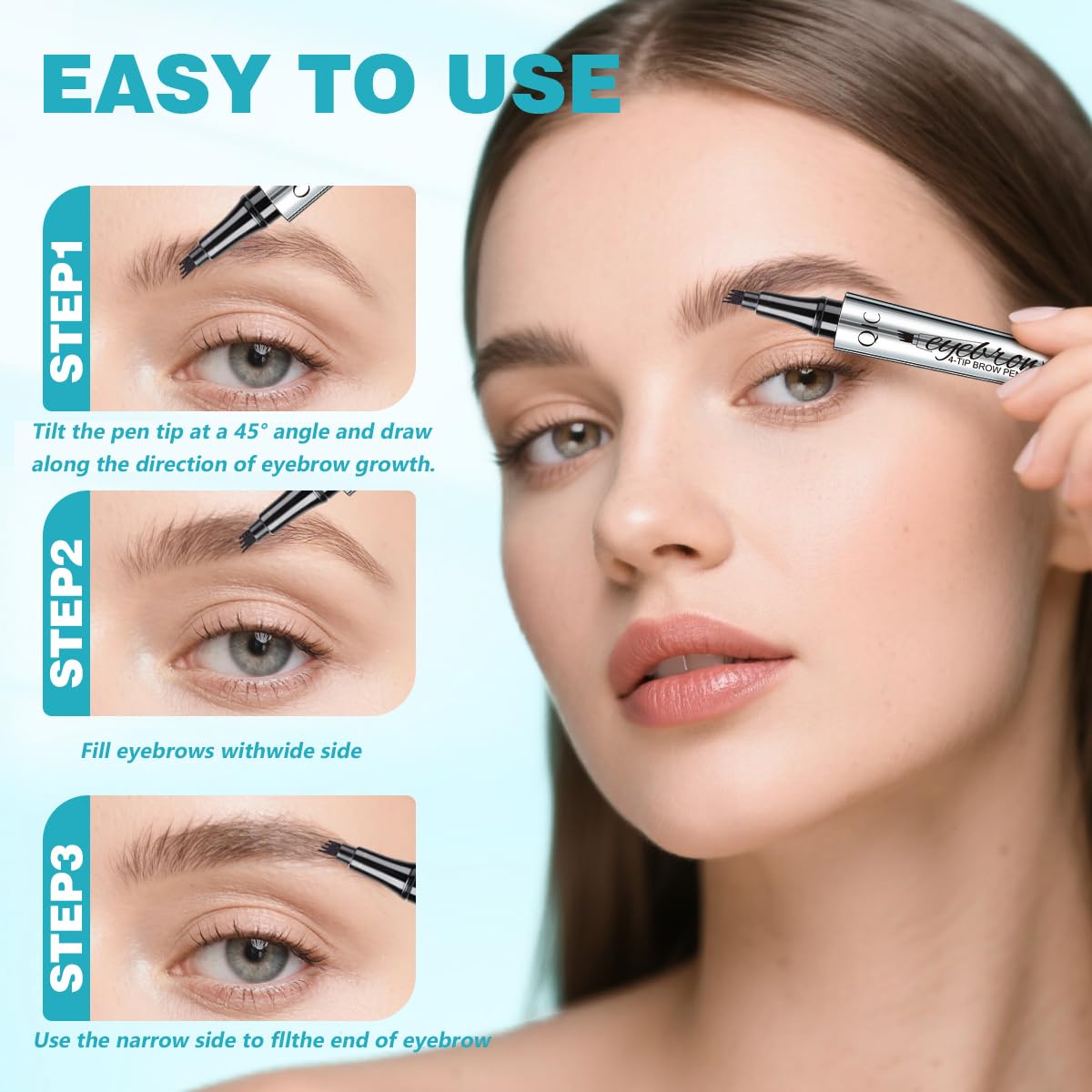 QIC Eyebrow Pencil with 4-Tip Microblade – Waterproof & Smudge-Proof