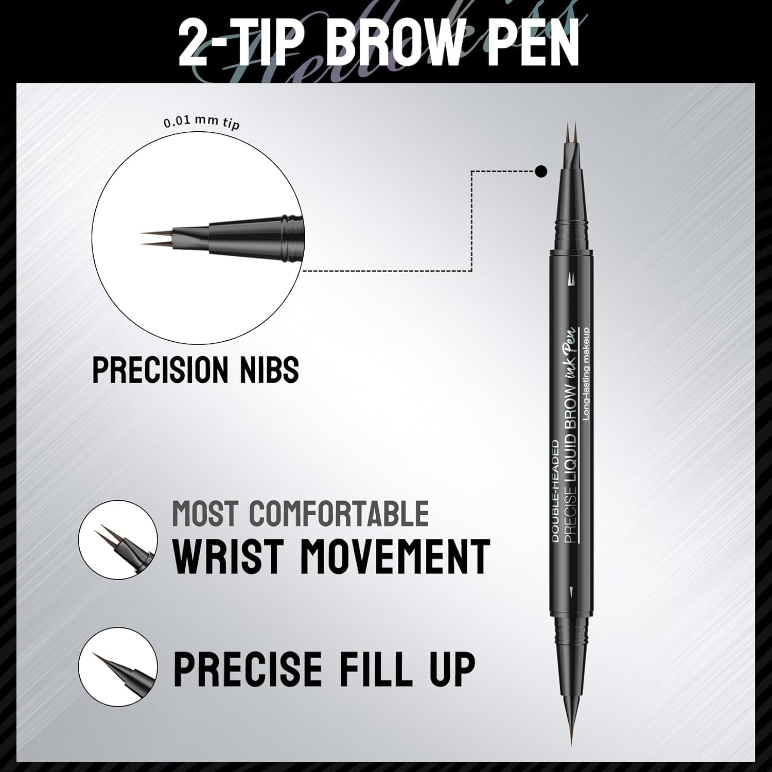 QIC Microblading Eyebrow Pencil – 2-in-1 Dual-Ended Brow Pen with Brush | Waterproof & Long-Lasting