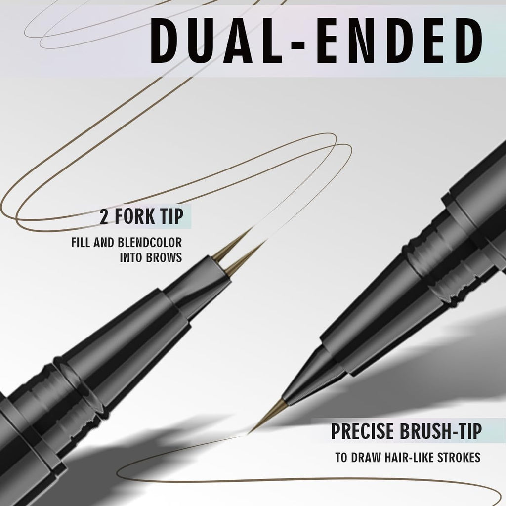 QIC Microblading Eyebrow Pencil – 2-in-1 Dual-Ended Brow Pen with Brush | Waterproof & Long-Lasting