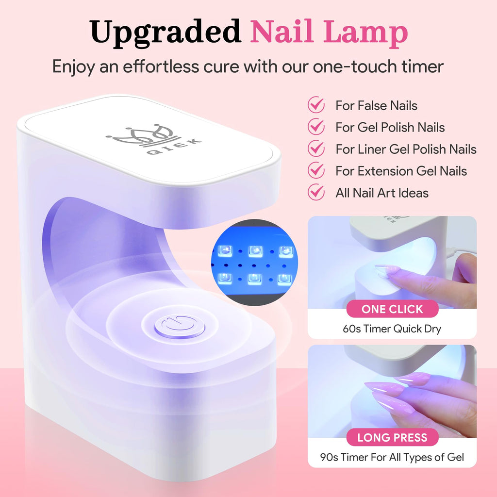 QIEK Nail Tips Kit – Medium Square Pre-Built Apex, 240 Pcs, 15 Sizes