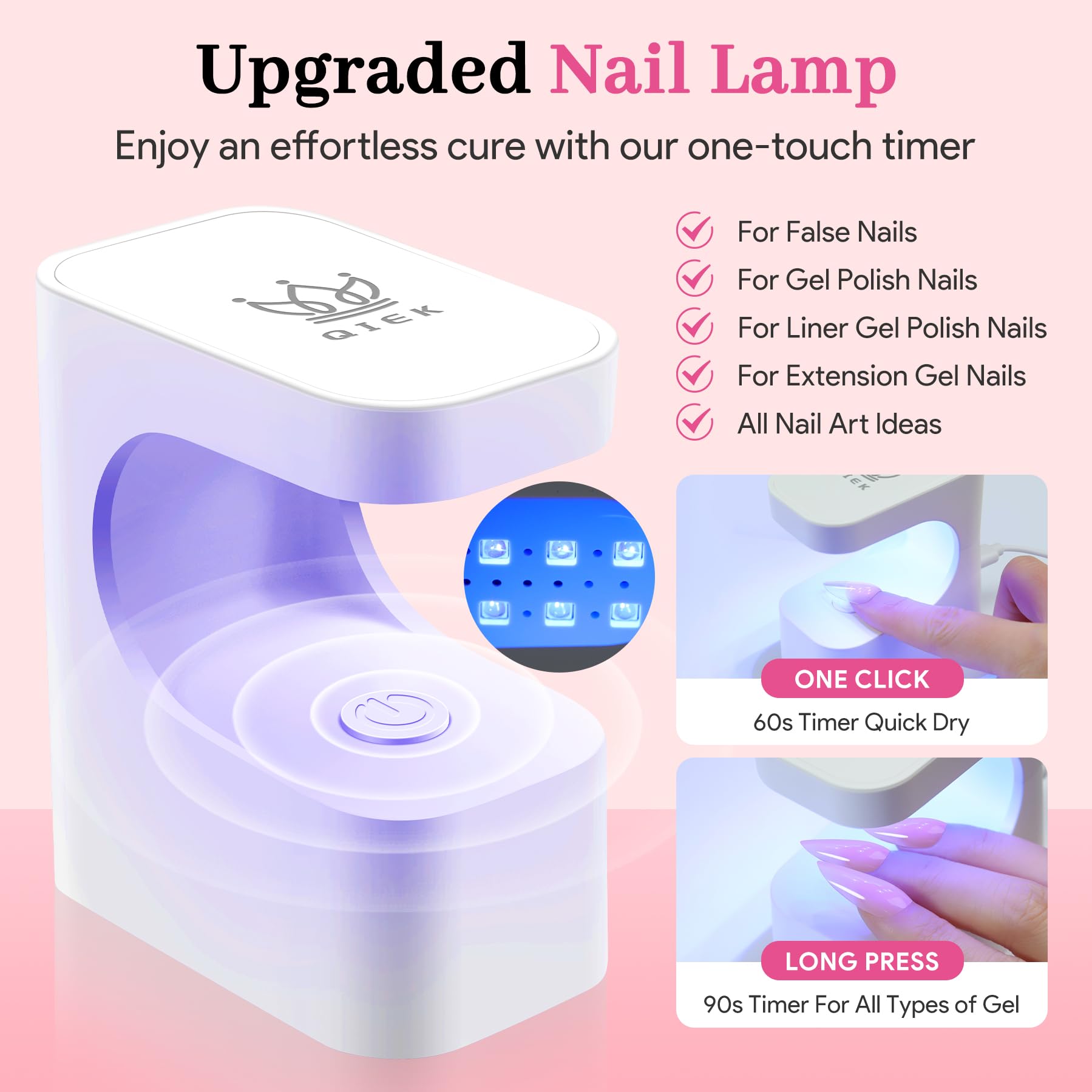 QIEK Nail Tips Kit – Medium Square Pre-Built Apex, 240 Pcs, 15 Sizes