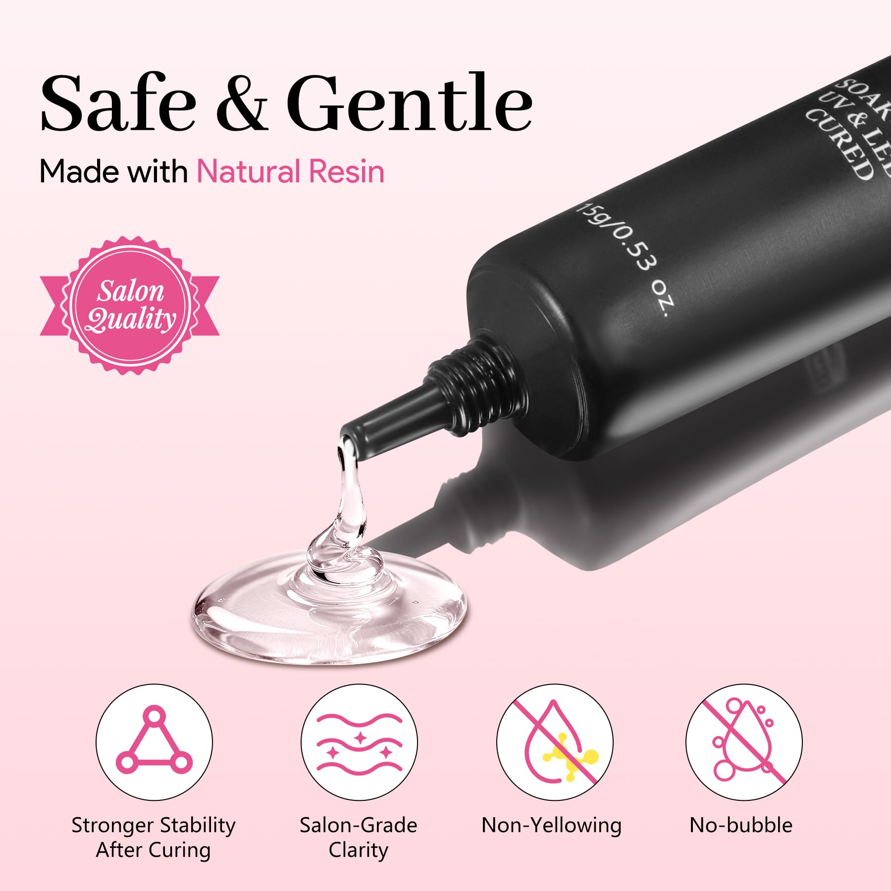 QIEK Nail Tips Kit – Medium Square Pre-Built Apex, 240 Pcs, 15 Sizes