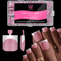 QIEK Toe Nail Press Ons French Tip Berry Pink – 270 Pcs, 15 Sizes, DIY Salon-Quality Pedicure
