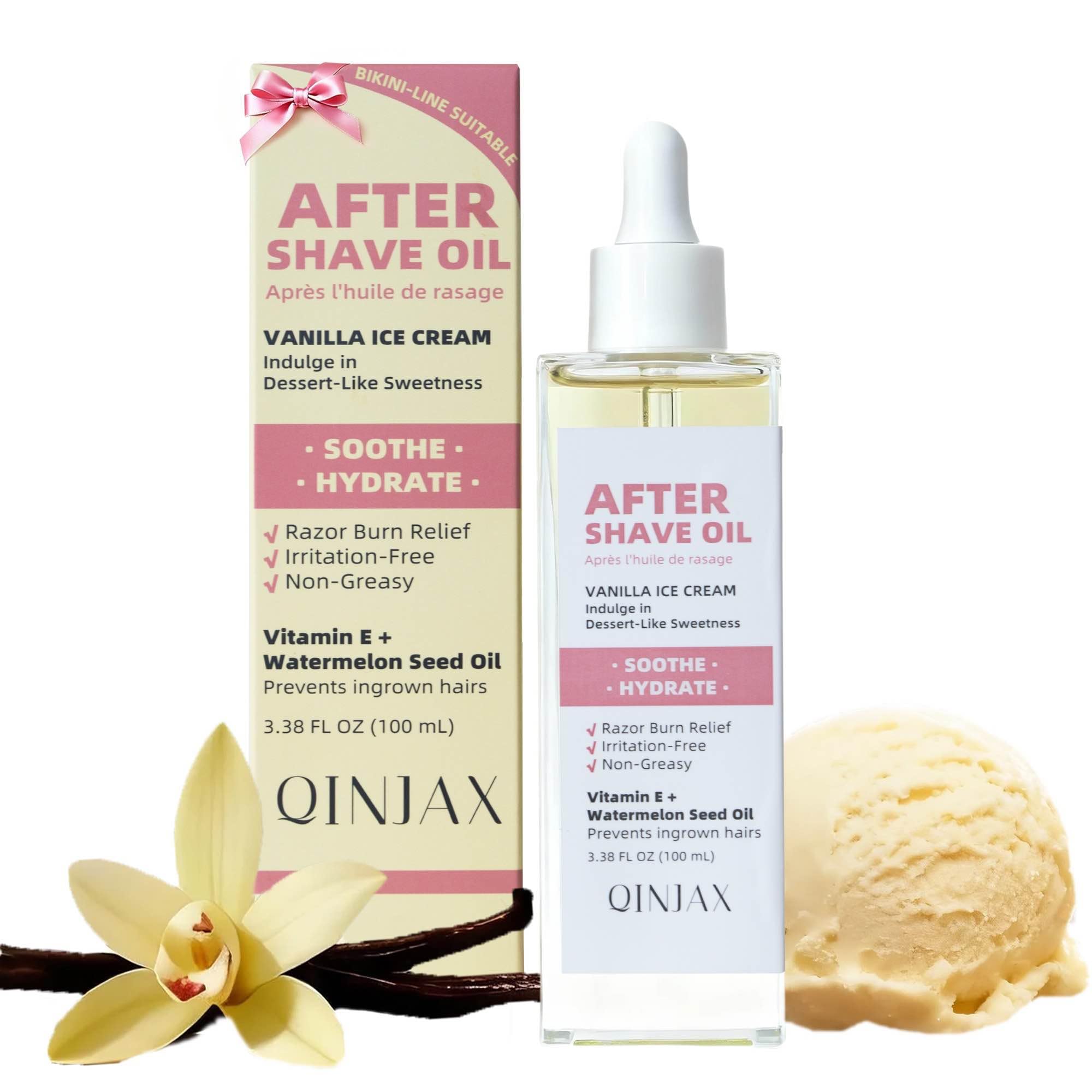 QINJAX After Shave Oil – Sweet Vanilla Ice Cream Scent for Women (100 ml)