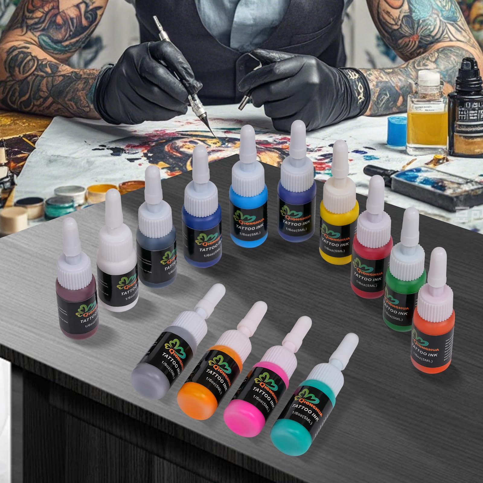 QIONGHUA Ink Set – 20 Colors (5ml) Pigment Kit for Outlining & Shading