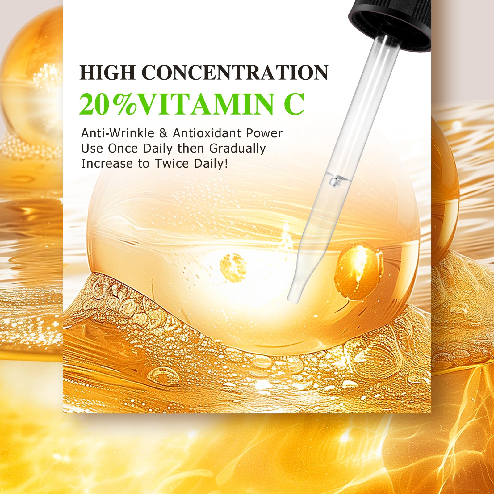 QJCWXIAOX Premium 20% Vitamin C Serum for Face & Neck - Anti-Aging, Hydration, 60ml